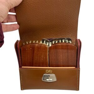 Griffon Vintage Travel Hairbrush Set Real Hide Leather Case Made in England READ